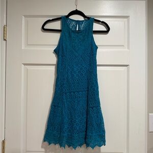 Hollister Teal Crochet A-Line Dress